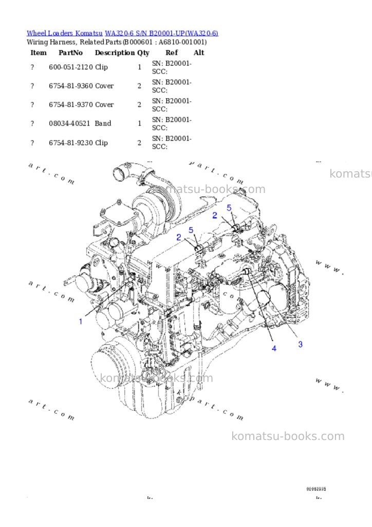Komatsu WA320-6 S/N B20001-UP Parts catalog cover Page 8 Komatsu WA320-6 S/N B20001-UP Parts catalog cover Page 8