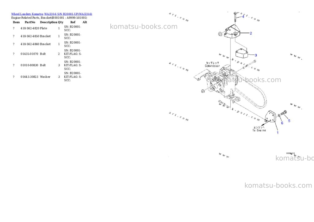 Komatsu WA320-6 S/N B20001-UP Parts catalog cover Page 9 Komatsu WA320-6 S/N B20001-UP Parts catalog cover Page 9