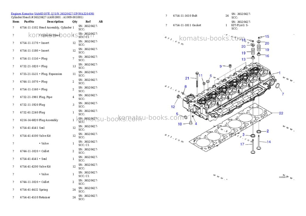 Komatsu saa6d107e-1j s/n 36520427-up Parts catalog cover Komatsu saa6d107e-1j s/n 36520427-up Parts catalog cover