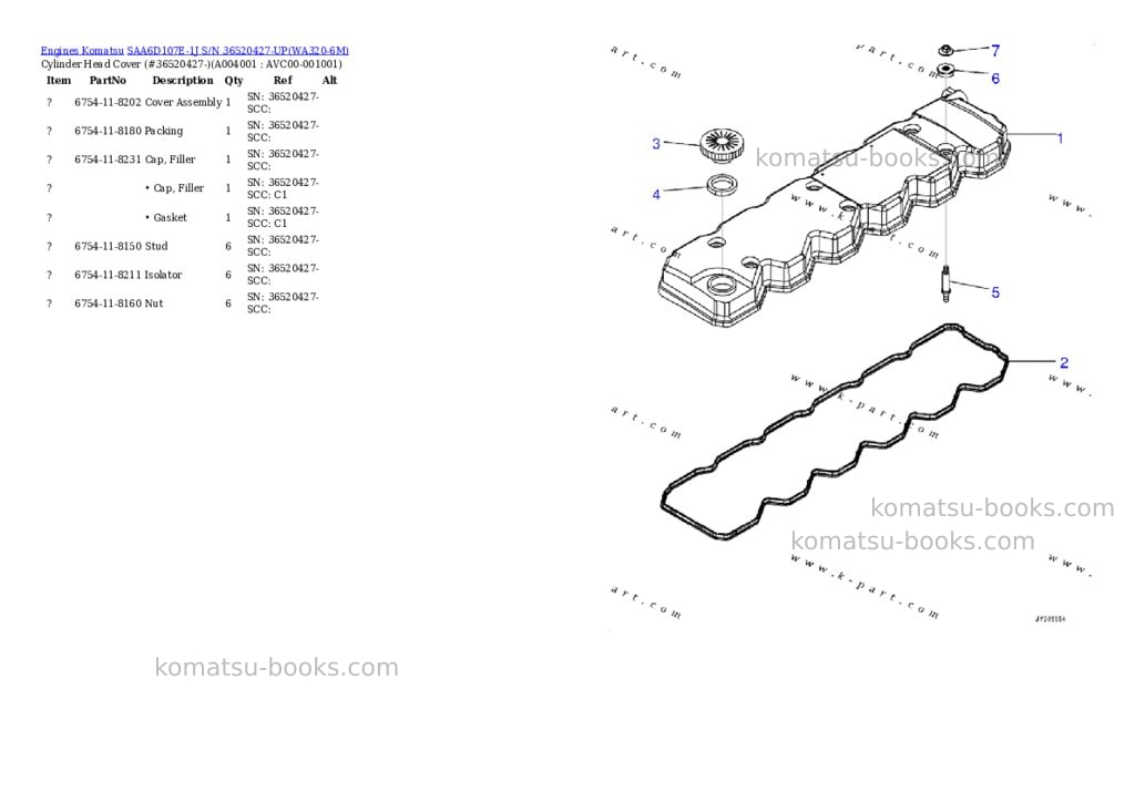 Komatsu saa6d107e-1j s/n 36520427-up Parts catalog cover Page 2 Komatsu saa6d107e-1j s/n 36520427-up Parts catalog cover Page 2
