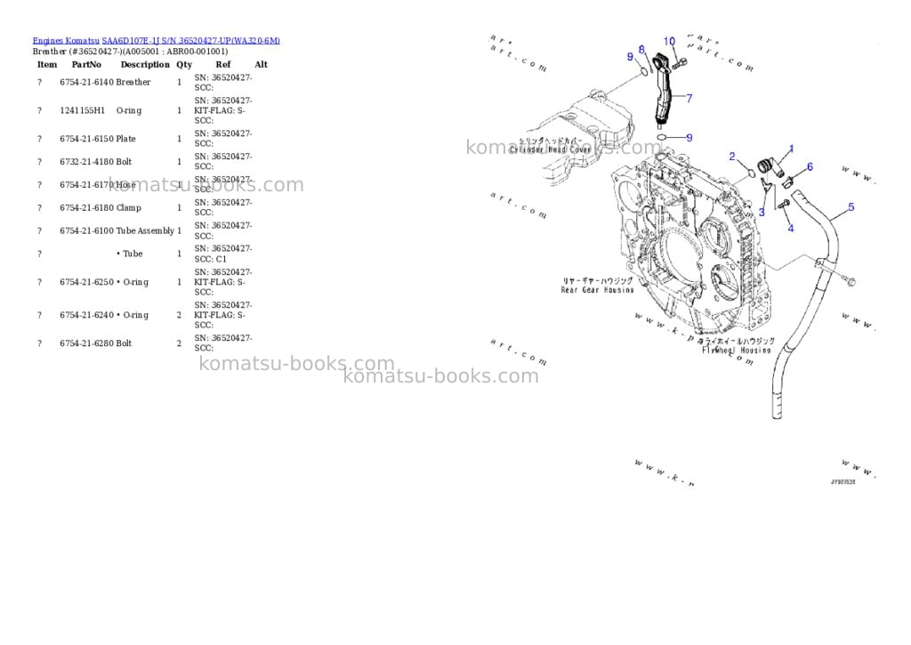 Komatsu saa6d107e-1j s/n 36520427-up Parts catalog cover Page 3 Komatsu saa6d107e-1j s/n 36520427-up Parts catalog cover Page 3