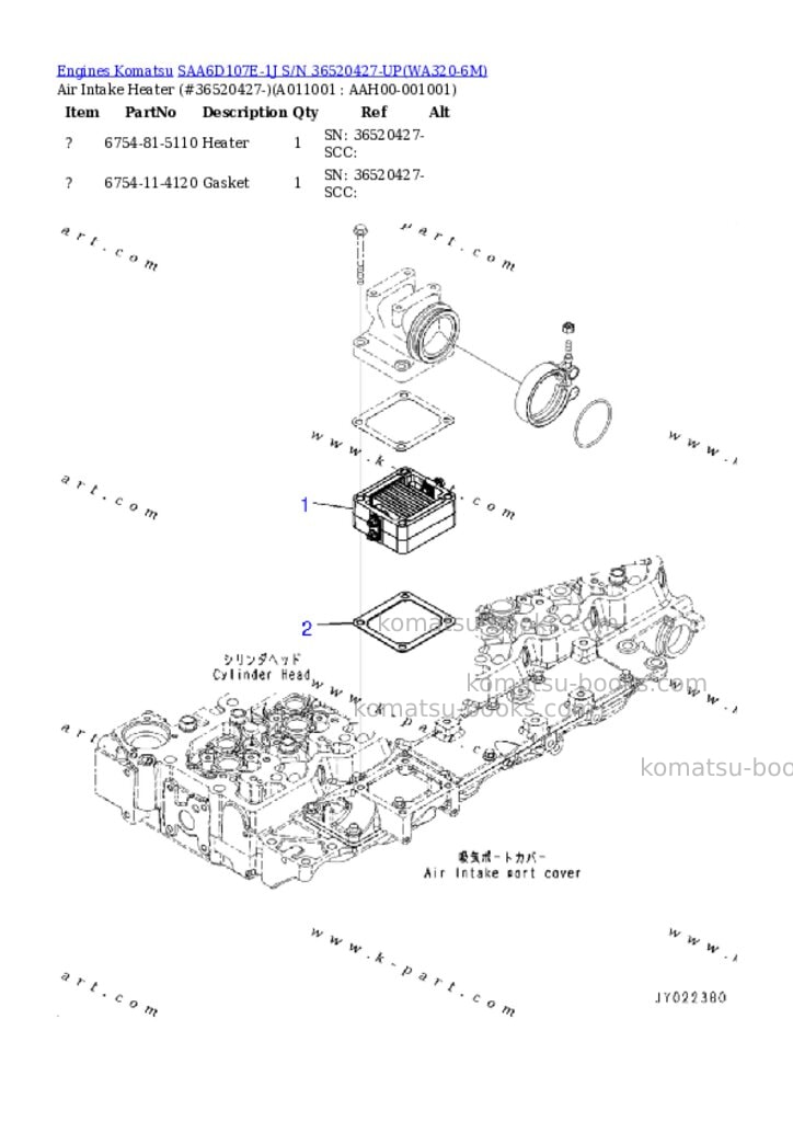 Komatsu saa6d107e-1j s/n 36520427-up Parts catalog cover Page 7 Komatsu saa6d107e-1j s/n 36520427-up Parts catalog cover Page 7