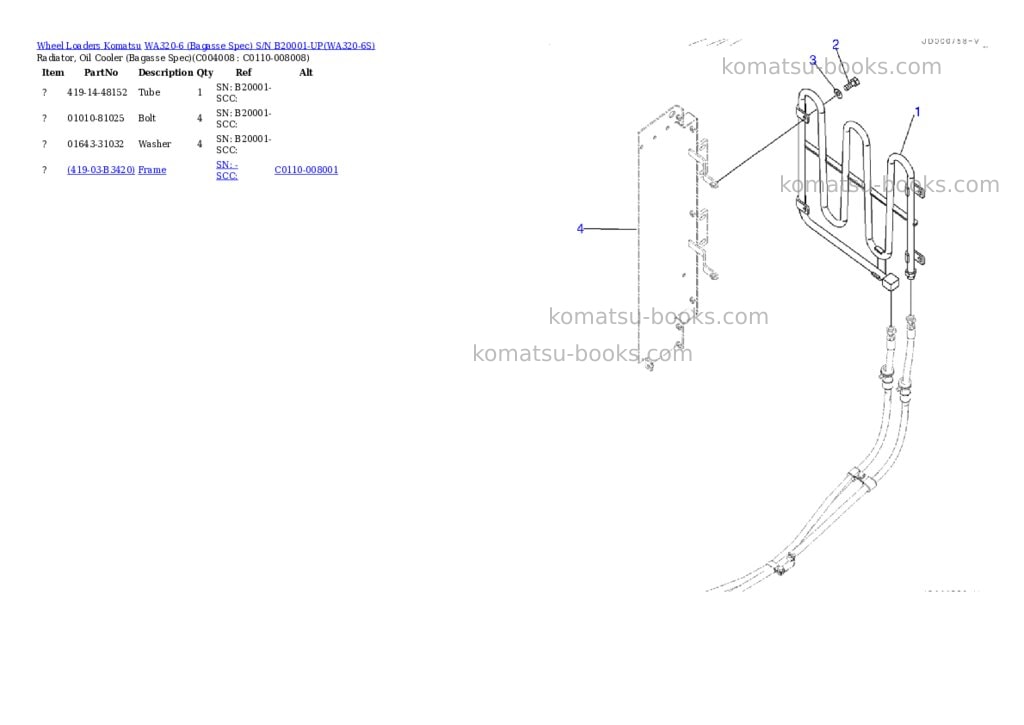 Komatsu WA320-6 (Bagasse Spec) S/N B20001-UP Parts catalog cover Page 7