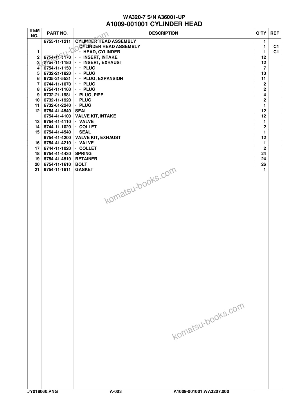 Komatsu WA320-7 S/N A36001-UP Parts catalog cover Page 7