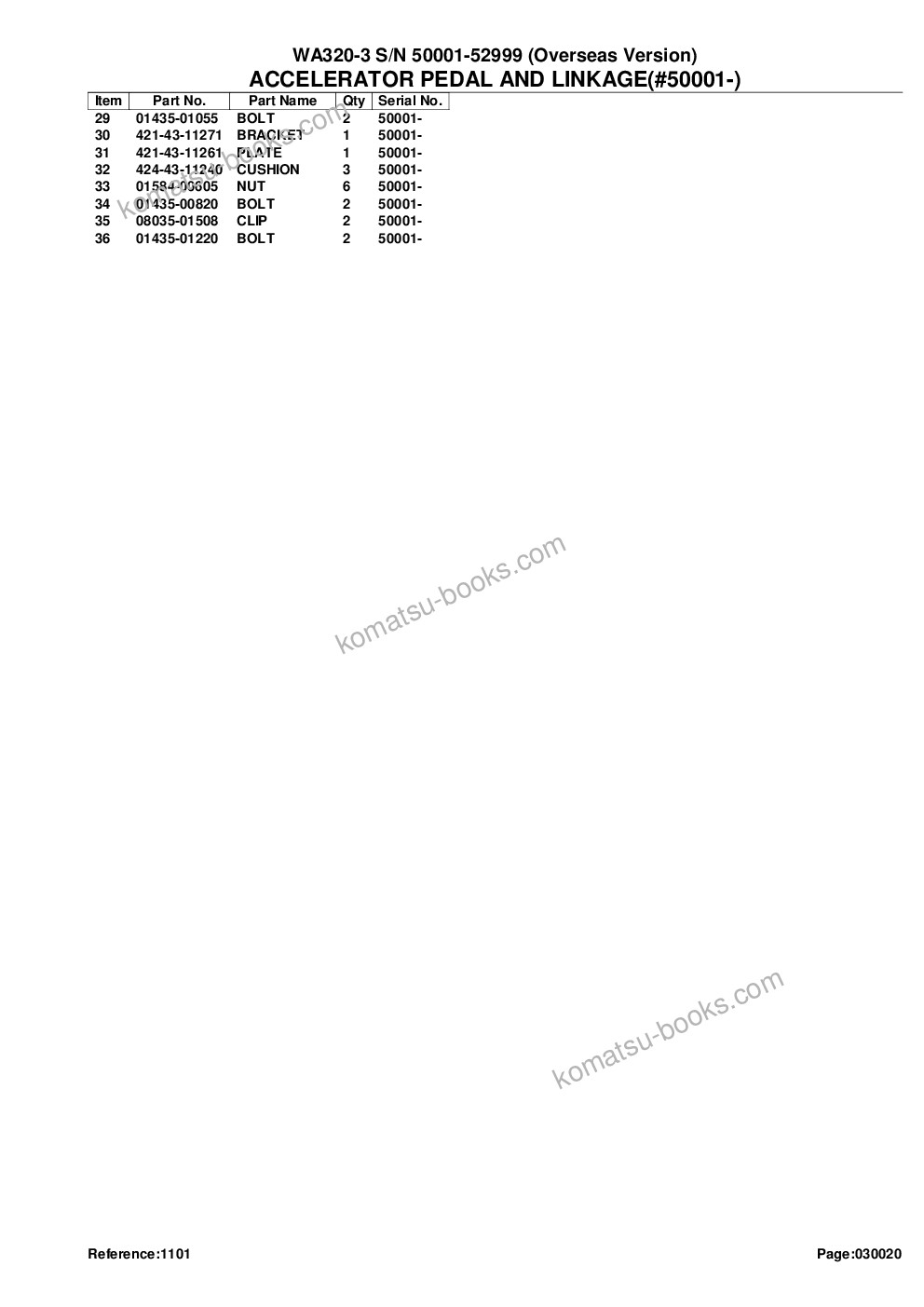 Komatsu wa320-3 s/n 50001-52999 overseas version Catalogue de pièces couverture Page 5