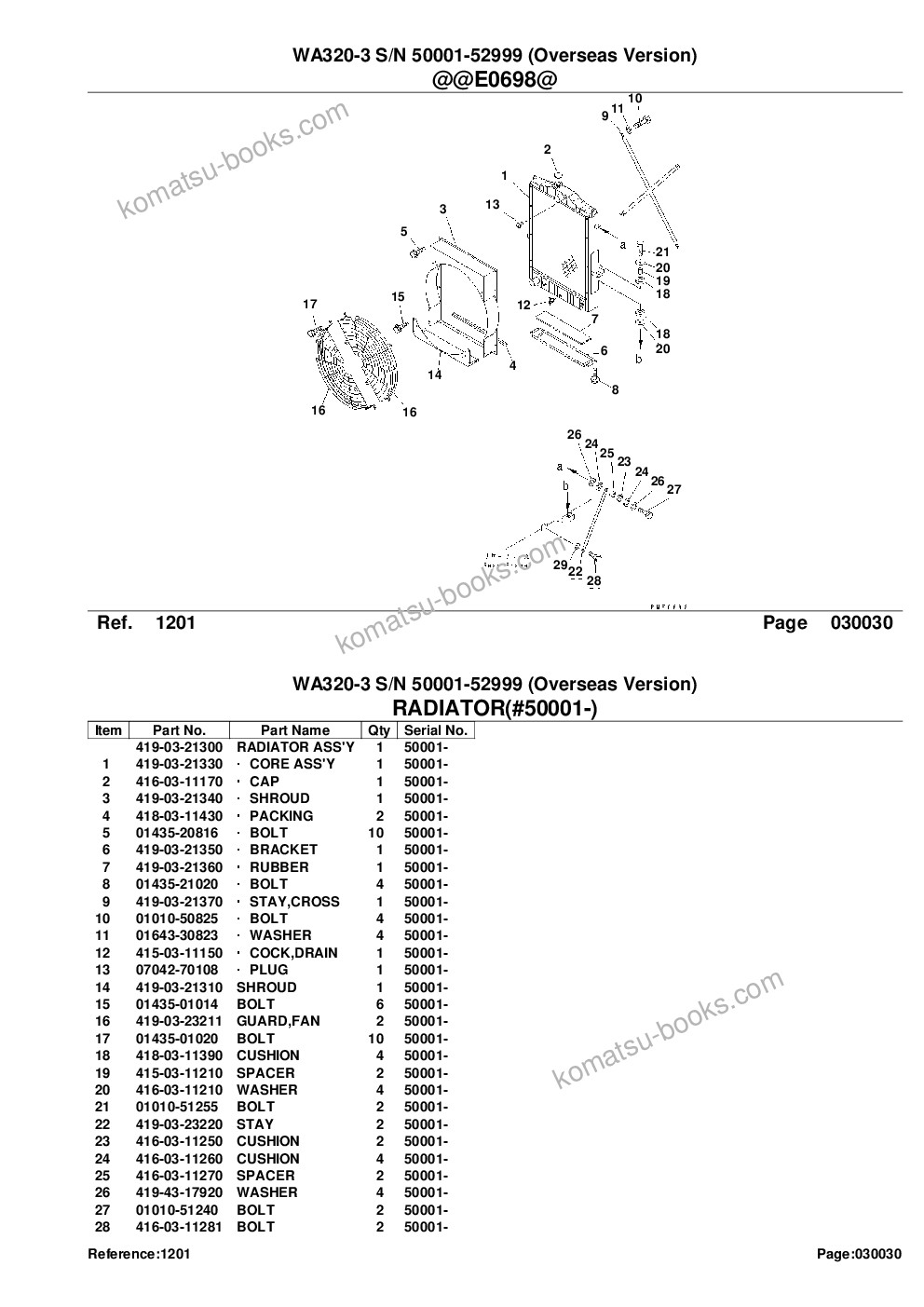 Komatsu wa320-3 s/n 50001-52999 overseas version Catalogue de pièces couverture Page 6