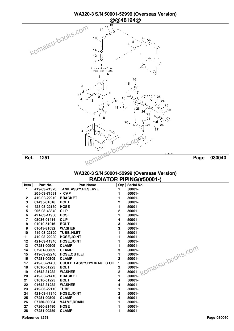 Komatsu wa320-3 s/n 50001-52999 overseas version Catalogue de pièces couverture Page 8