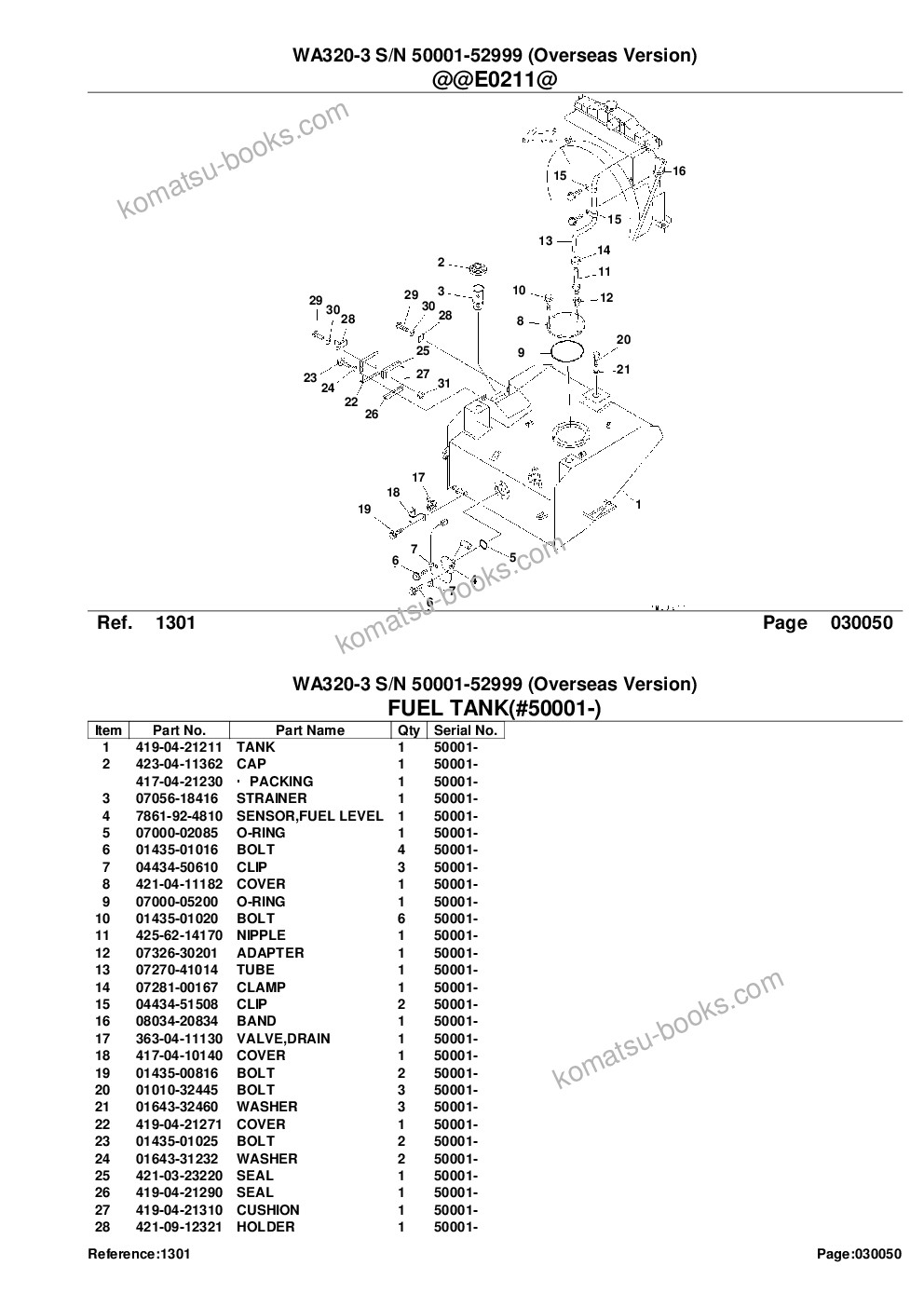 Komatsu wa320-3 s/n 50001-52999 overseas version Catalogue de pièces couverture Page 9