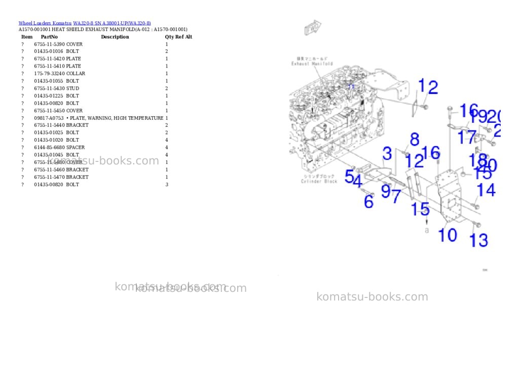 Komatsu wa320-8 sn a38001-up Parts catalog cover Page 5 Komatsu wa320-8 sn a38001-up Parts catalog cover Page 5