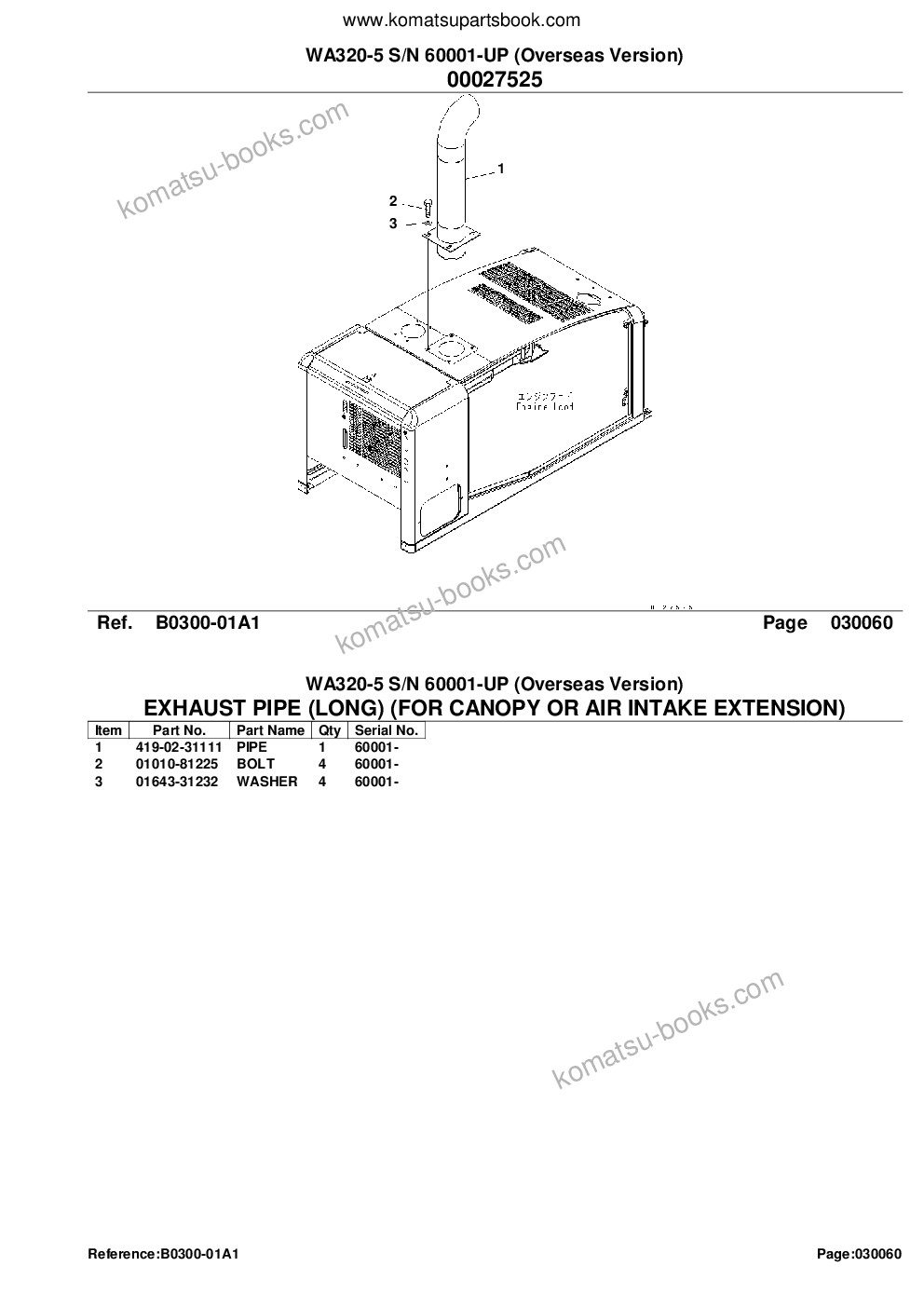 Komatsu WA320-5 S/N 60001-UP (Overseas Version) Parts catalog cover Page 10 Komatsu WA320-5 S/N 60001-UP (Overseas Version) Parts catalog cover Page 10