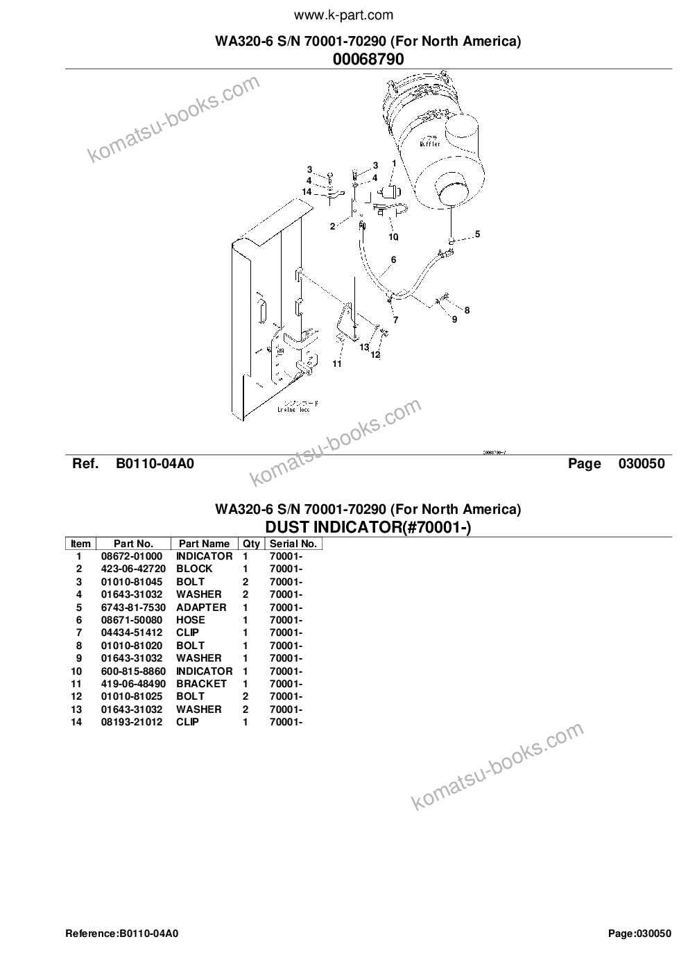 Komatsu wa320-6 s/n 70001-70290 for north america Parts catalog cover Page 8 Komatsu wa320-6 s/n 70001-70290 for north america Parts catalog cover Page 8