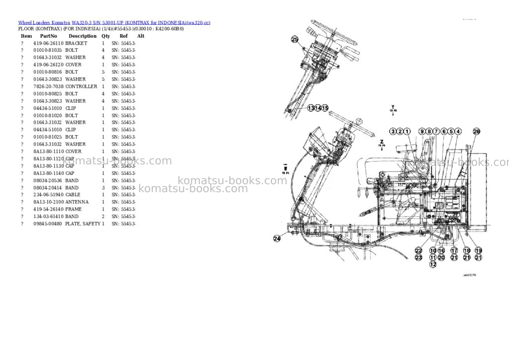 Komatsu WA320-3 S/N 53001-UP (KOMTRAX for INDONESIA) Parts catalog cover Komatsu WA320-3 S/N 53001-UP (KOMTRAX for INDONESIA) Parts catalog cover