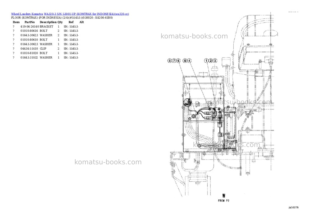 Komatsu WA320-3 S/N 53001-UP (KOMTRAX for INDONESIA) Parts catalog cover Page 2 Komatsu WA320-3 S/N 53001-UP (KOMTRAX for INDONESIA) Parts catalog cover Page 2