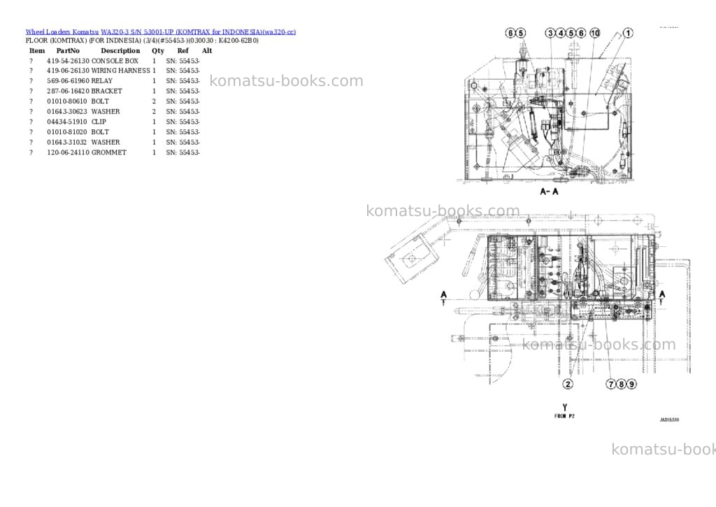 Komatsu WA320-3 S/N 53001-UP (KOMTRAX for INDONESIA) Parts catalog cover Page 3 Komatsu WA320-3 S/N 53001-UP (KOMTRAX for INDONESIA) Parts catalog cover Page 3