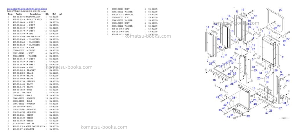 Komatsu WA320-5 S/N 60001-UP Parts catalog cover Page 6 Komatsu WA320-5 S/N 60001-UP Parts catalog cover Page 6