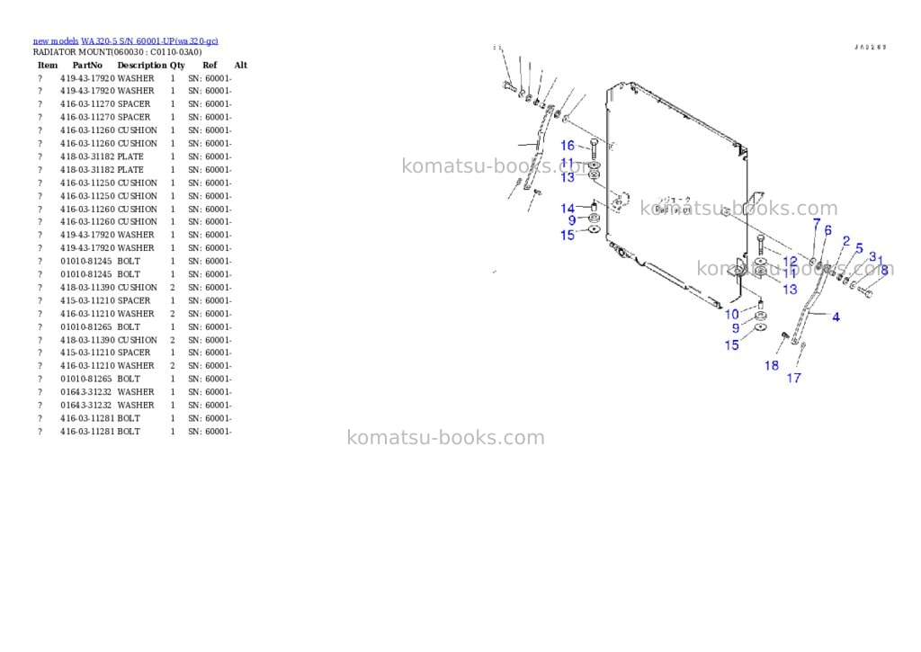 Komatsu WA320-5 S/N 60001-UP Parts catalog cover Page 8 Komatsu WA320-5 S/N 60001-UP Parts catalog cover Page 8