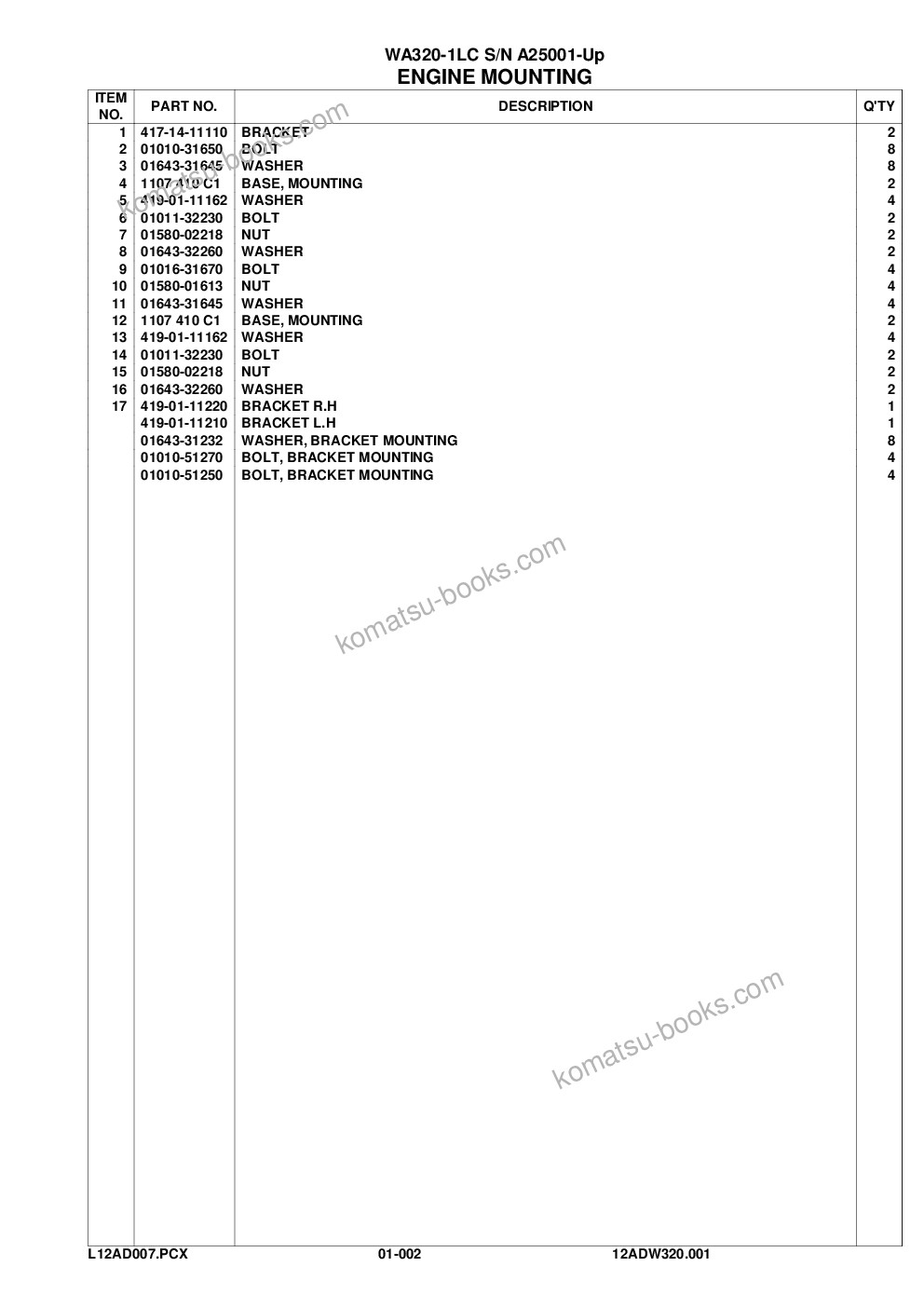 Komatsu wa320-1lc s/n a25001-up Parts catalog cover Page 5 Komatsu wa320-1lc s/n a25001-up Parts catalog cover Page 5
