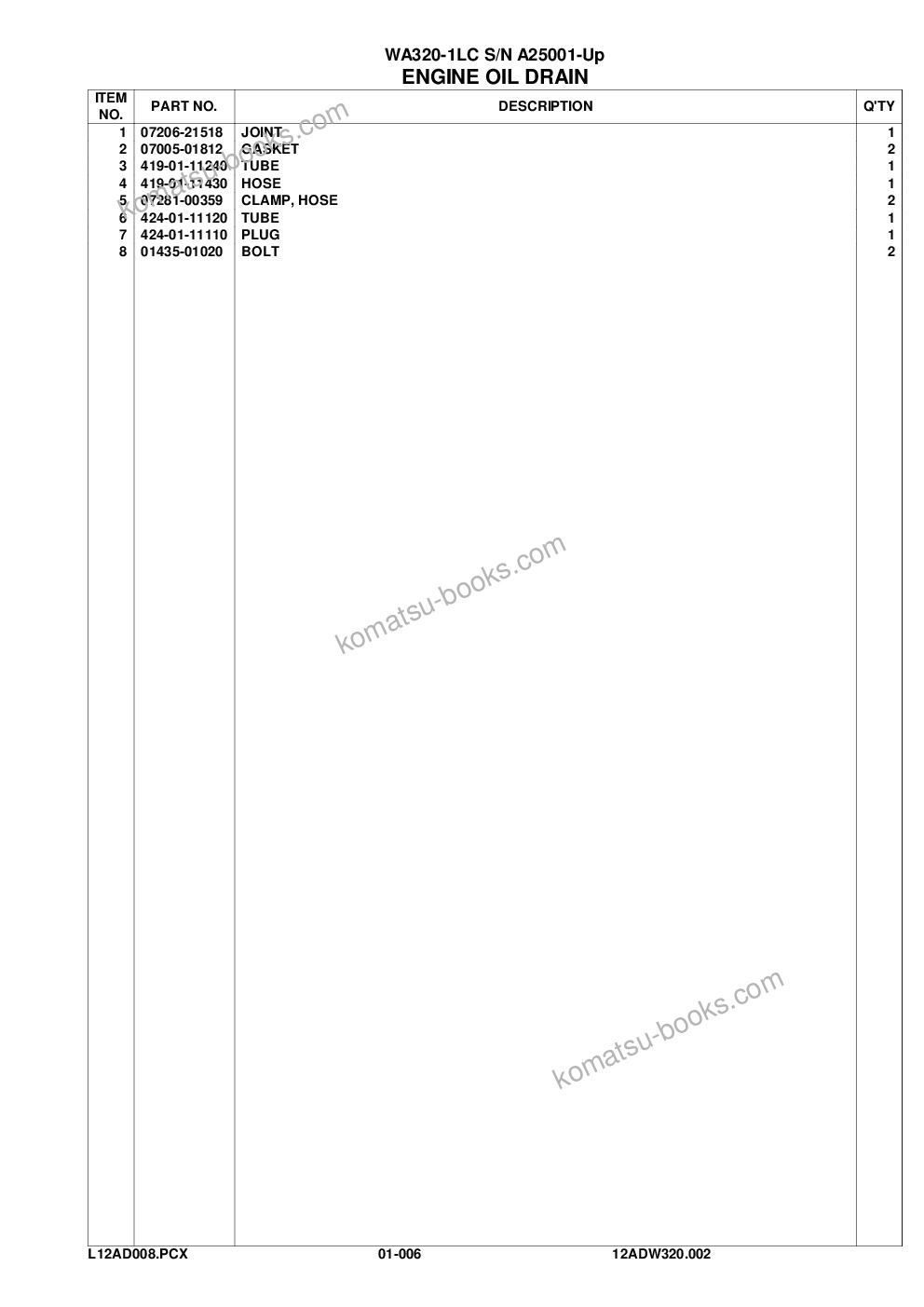 Komatsu wa320-1lc s/n a25001-up Parts catalog cover Page 9 Komatsu wa320-1lc s/n a25001-up Parts catalog cover Page 9