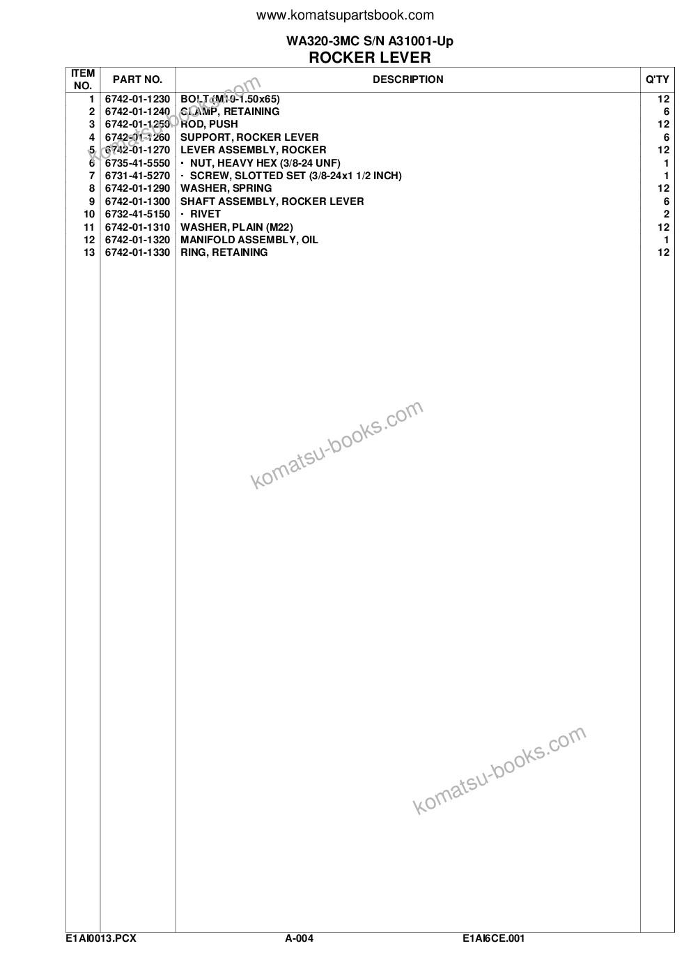 Komatsu wa320-3mc s/n a31001-up Catálogo de piezas cover Page 7