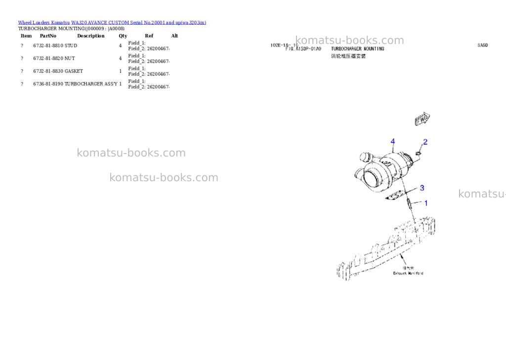 Komatsu wa320 avance custom serial no.20001 and up Parts catalog cover Page 7 Komatsu wa320 avance custom serial no.20001 and up Parts catalog cover Page 7
