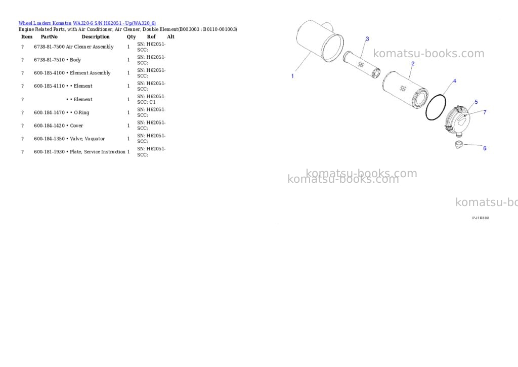 Komatsu wa320-6 s/n h62051 - up Parts catalog cover Page 4 Komatsu wa320-6 s/n h62051 - up Parts catalog cover Page 4