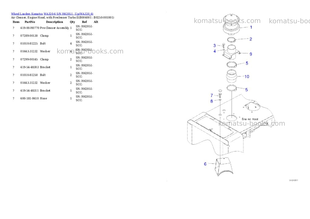 Komatsu wa320-6 s/n h62051 - up Parts catalog cover Page 7 Komatsu wa320-6 s/n h62051 - up Parts catalog cover Page 7
