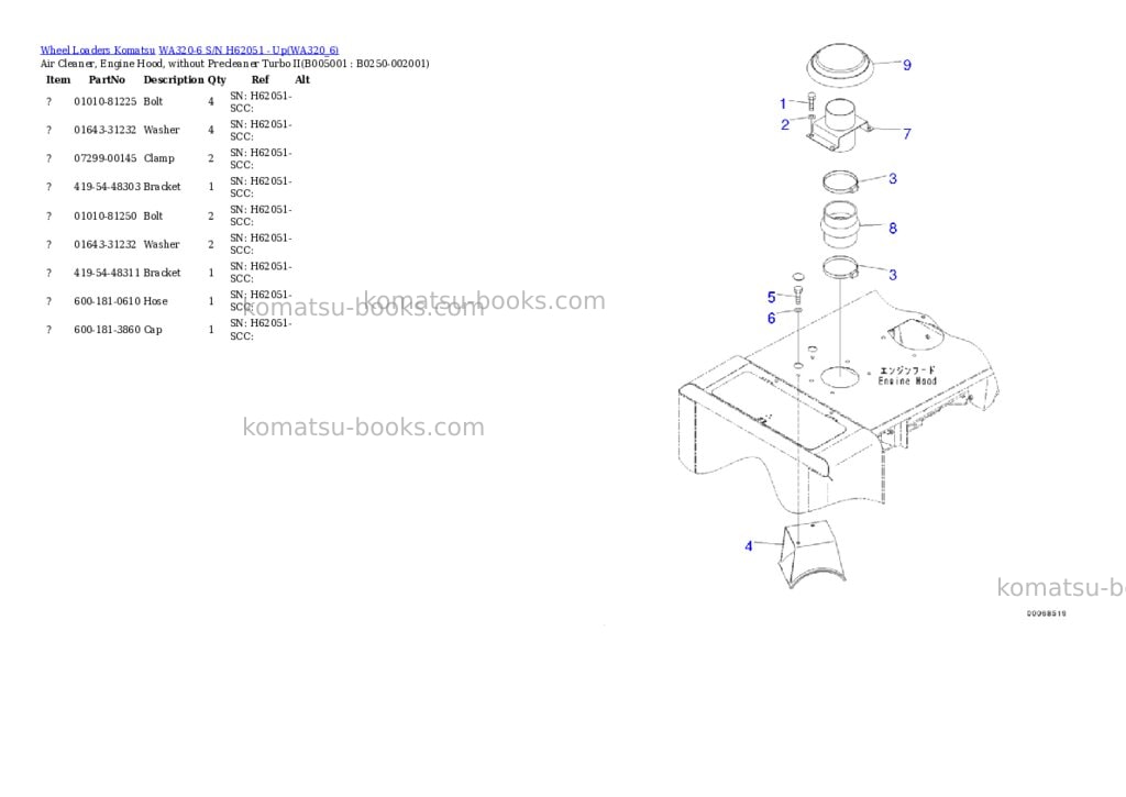 Komatsu wa320-6 s/n h62051 - up Parts catalog cover Page 8 Komatsu wa320-6 s/n h62051 - up Parts catalog cover Page 8