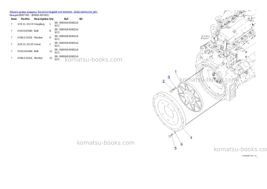 Komatsu wa320-6 highlift s/n h00059 - h00256 Parts catalog cover Page 10 Komatsu wa320-6 highlift s/n h00059 - h00256 Parts catalog cover Page 10