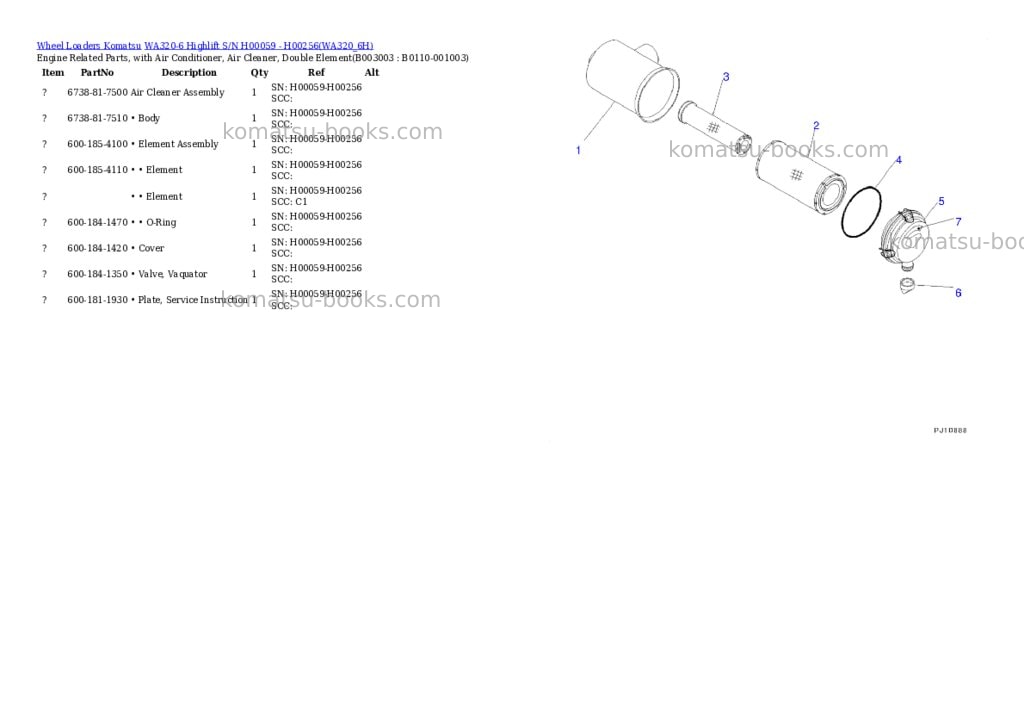 Komatsu wa320-6 highlift s/n h00059 - h00256 Parts catalog cover Page 4 Komatsu wa320-6 highlift s/n h00059 - h00256 Parts catalog cover Page 4