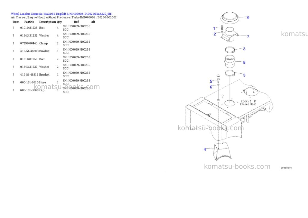 Komatsu wa320-6 highlift s/n h00059 - h00256 Parts catalog cover Page 8 Komatsu wa320-6 highlift s/n h00059 - h00256 Parts catalog cover Page 8