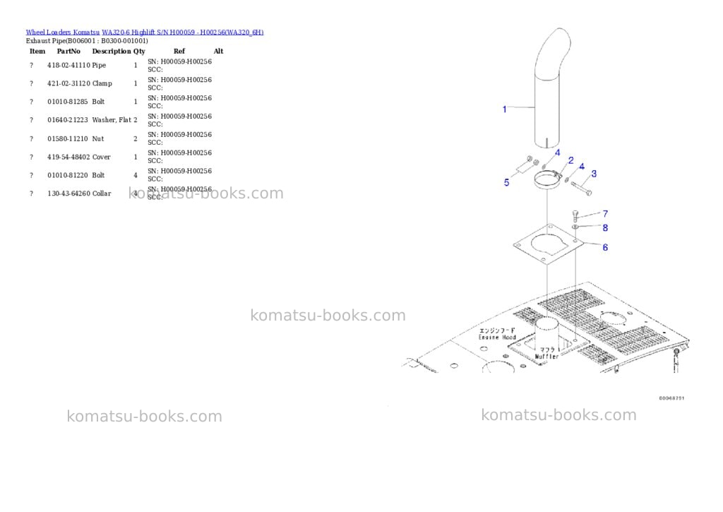 Komatsu wa320-6 highlift s/n h00059 - h00256 Parts catalog cover Page 9 Komatsu wa320-6 highlift s/n h00059 - h00256 Parts catalog cover Page 9