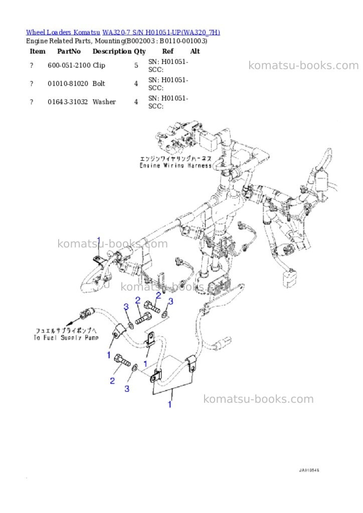 Komatsu wa320-7 s/n h01051-up Parts catalog cover Page 3 Komatsu wa320-7 s/n h01051-up Parts catalog cover Page 3