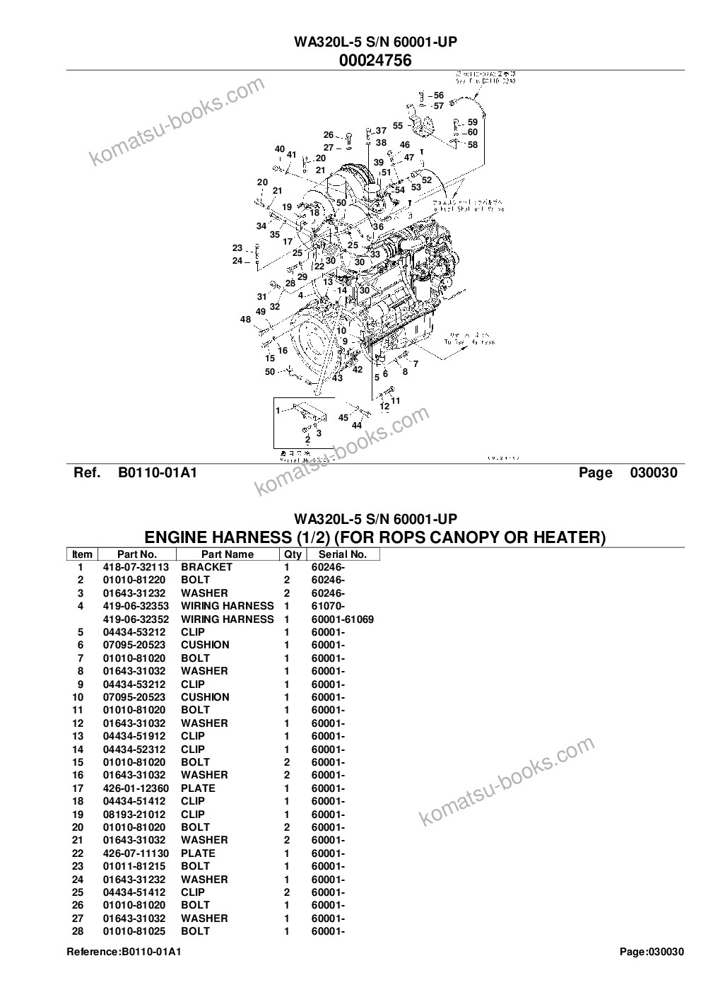 Komatsu wa320l-5 s/n 60001-up Parts catalog cover Page 6 Komatsu wa320l-5 s/n 60001-up Parts catalog cover Page 6