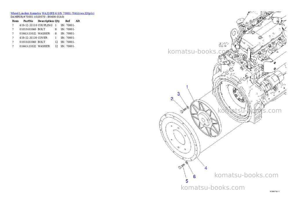 Komatsu wa320pz-6 s/n 70001-70451 for eu Parts catalog cover Page 6