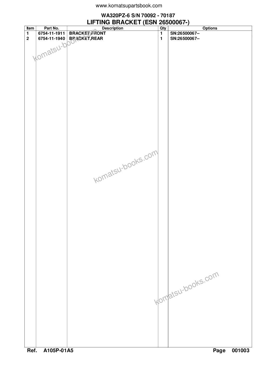 Komatsu wa320pz-6 s/n 70092 - 70187 Parts catalog cover Page 10