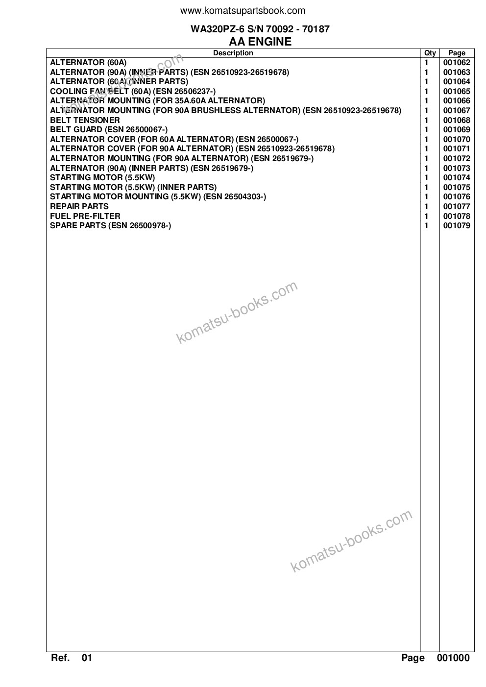 Komatsu wa320pz-6 s/n 70092 - 70187 Parts catalog cover Page 4