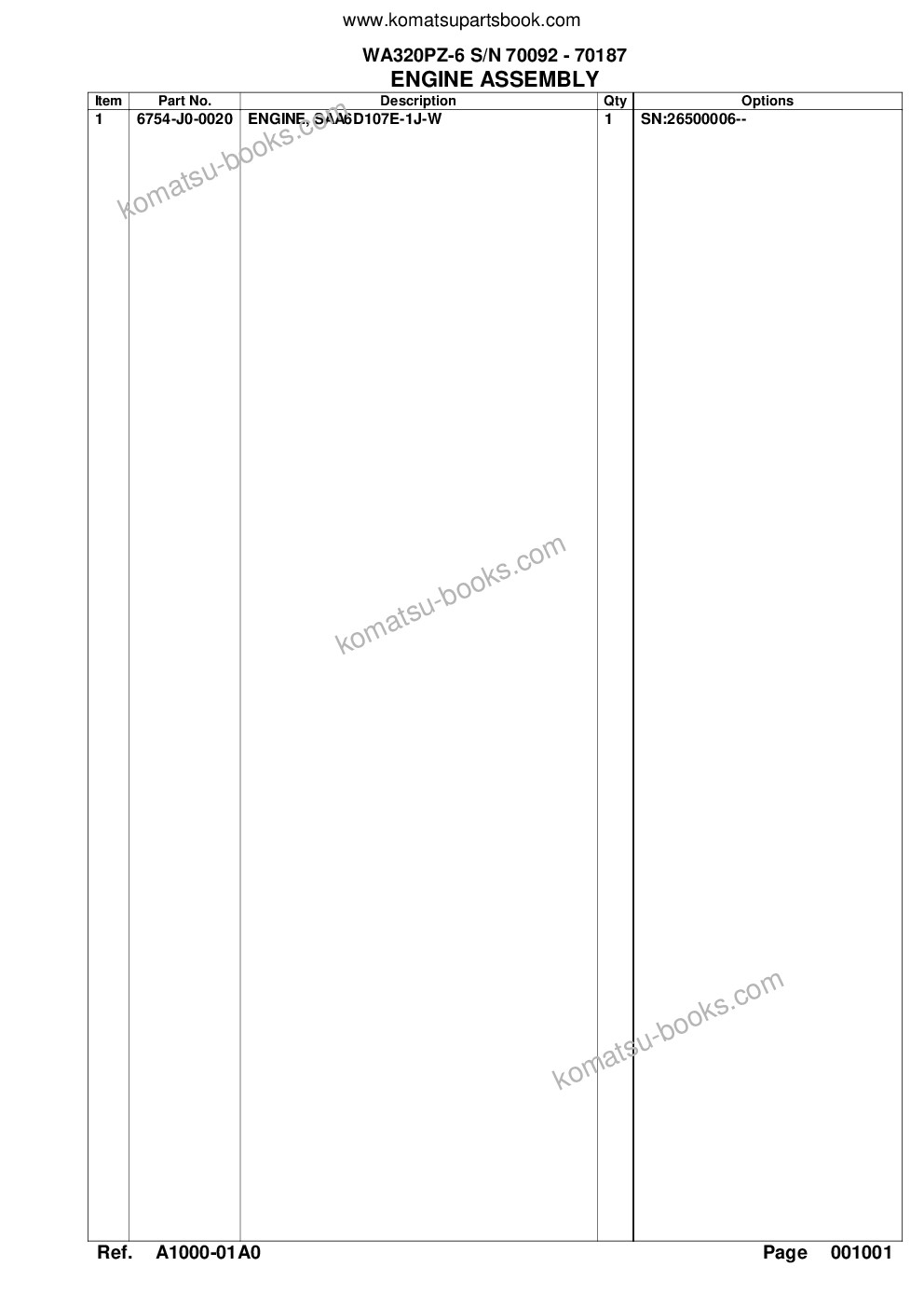 Komatsu wa320pz-6 s/n 70092 - 70187 Parts catalog cover Page 6