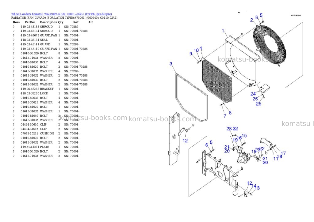 Komatsu WA320PZ-6 S/N 70001-70451 (For EU) Parts catalog cover Page 10