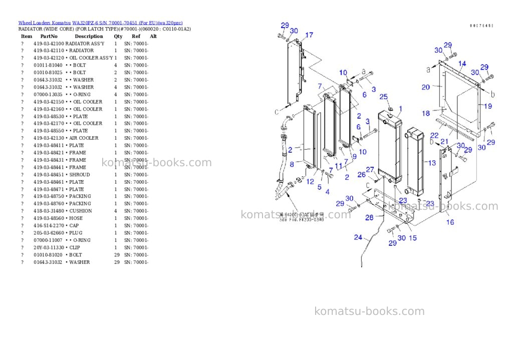 Komatsu WA320PZ-6 S/N 70001-70451 (For EU) Parts catalog cover Page 8