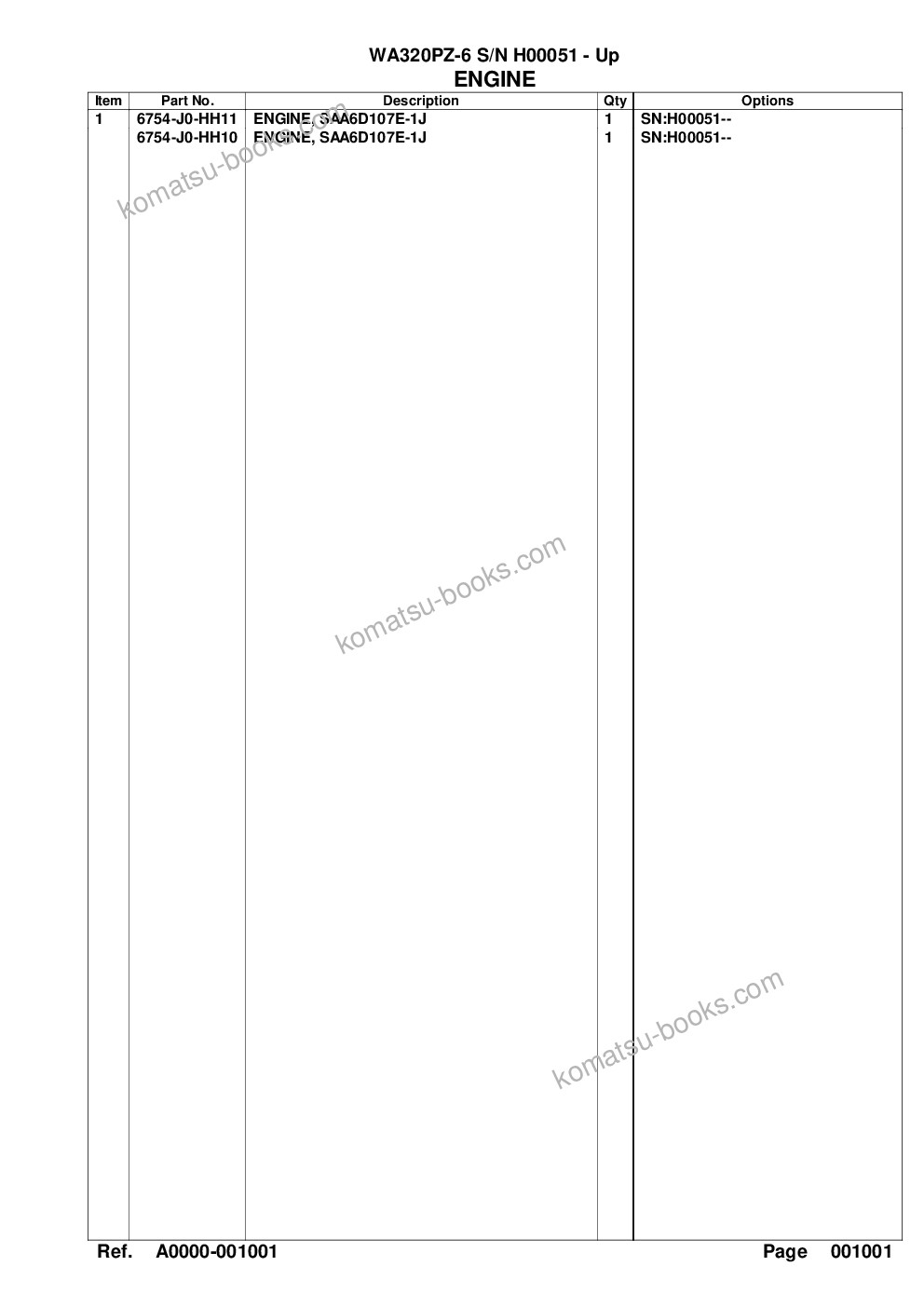Komatsu wa320pz-6 s/n h00051 - up Parts catalog cover Page 6