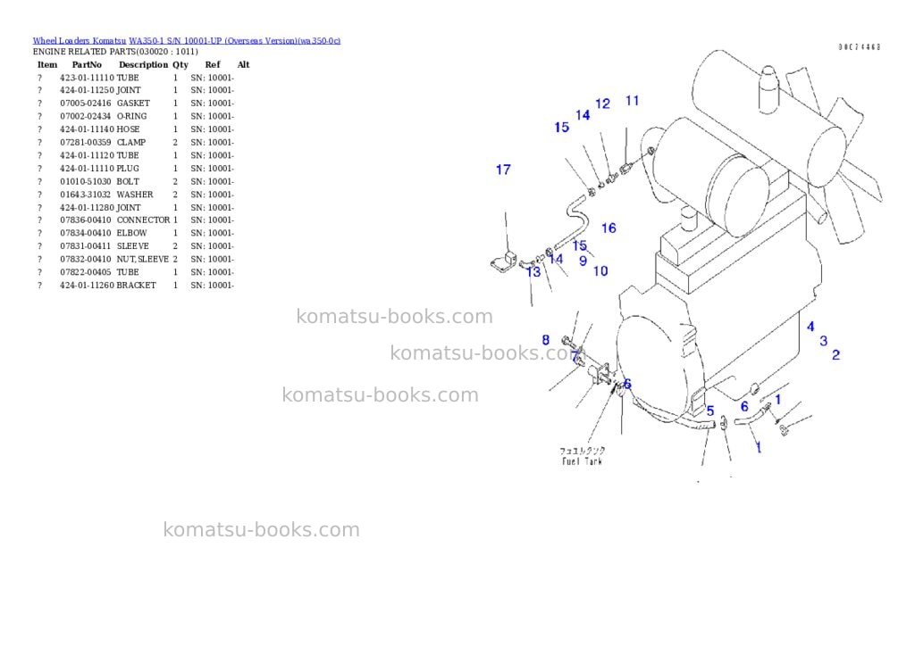 Komatsu WA350-1 S/N 10001-UP (Overseas Version) Parts catalog cover Page 3 Komatsu WA350-1 S/N 10001-UP (Overseas Version) Parts catalog cover Page 3