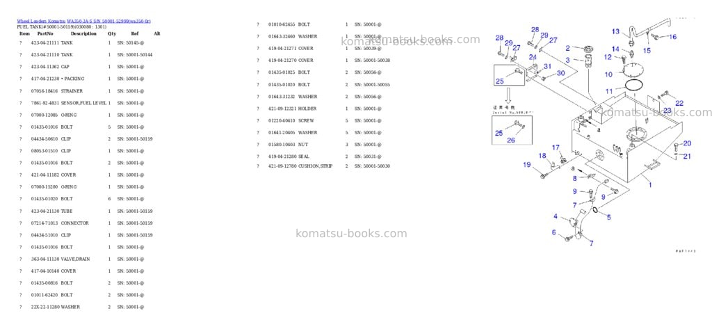 Komatsu wa350-3a-s s/n 50001-52999 Parts catalog cover Page 7 Komatsu wa350-3a-s s/n 50001-52999 Parts catalog cover Page 7