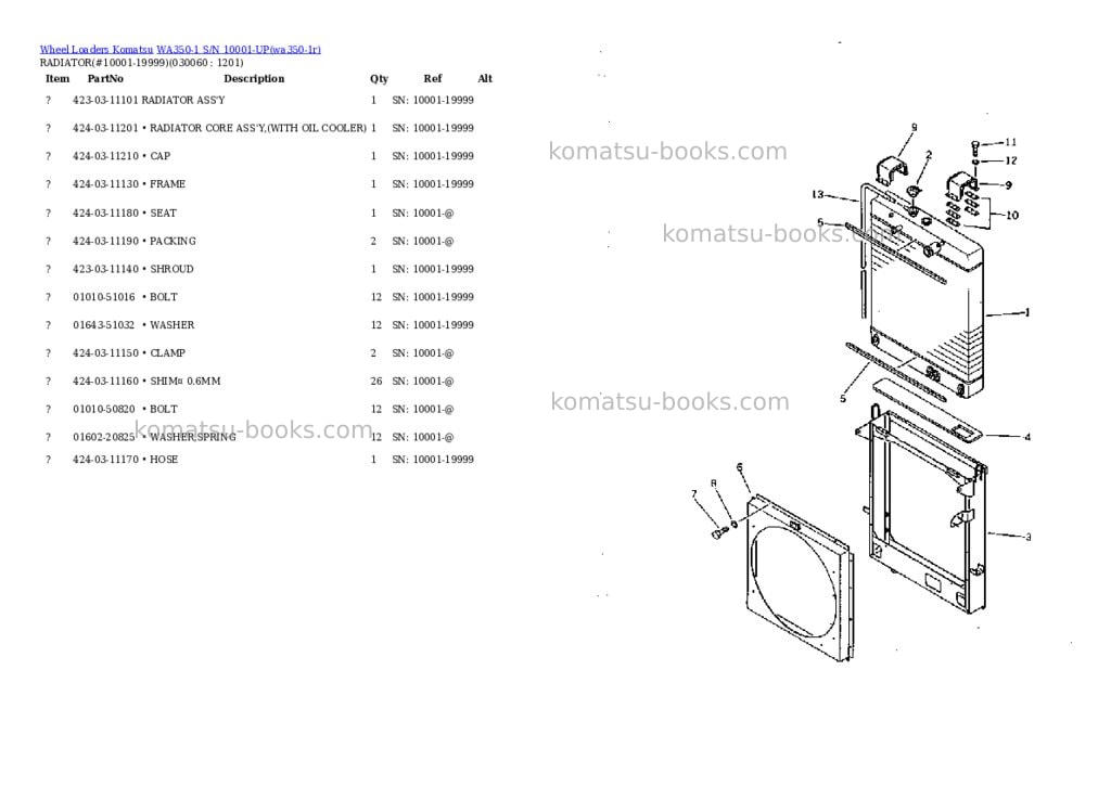 Komatsu wa350-1 s/n 10001-up overseas version Parts catalog cover Page 5 Komatsu wa350-1 s/n 10001-up overseas version Parts catalog cover Page 5