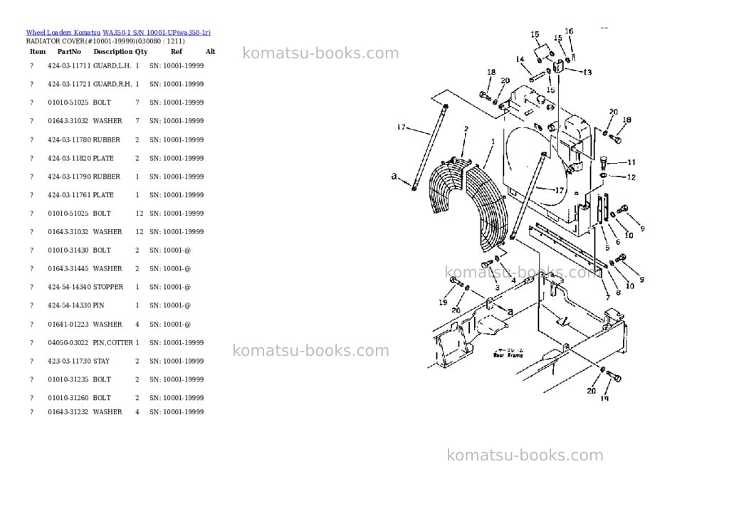 Komatsu wa350-1 s/n 10001-up overseas version Parts catalog cover Page 7 Komatsu wa350-1 s/n 10001-up overseas version Parts catalog cover Page 7