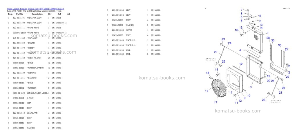 Komatsu wa350-3a-st s/n 50001-52999 Parts catalog cover Page 2