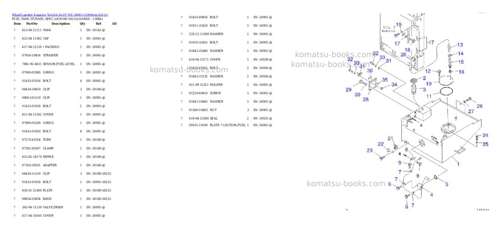 Komatsu wa350-3a-st s/n 50001-52999 Parts catalog cover Page 4