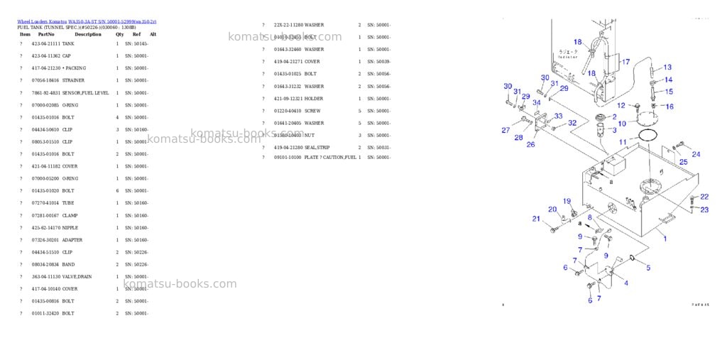 Komatsu wa350-3a-st s/n 50001-52999 Parts catalog cover Page 5