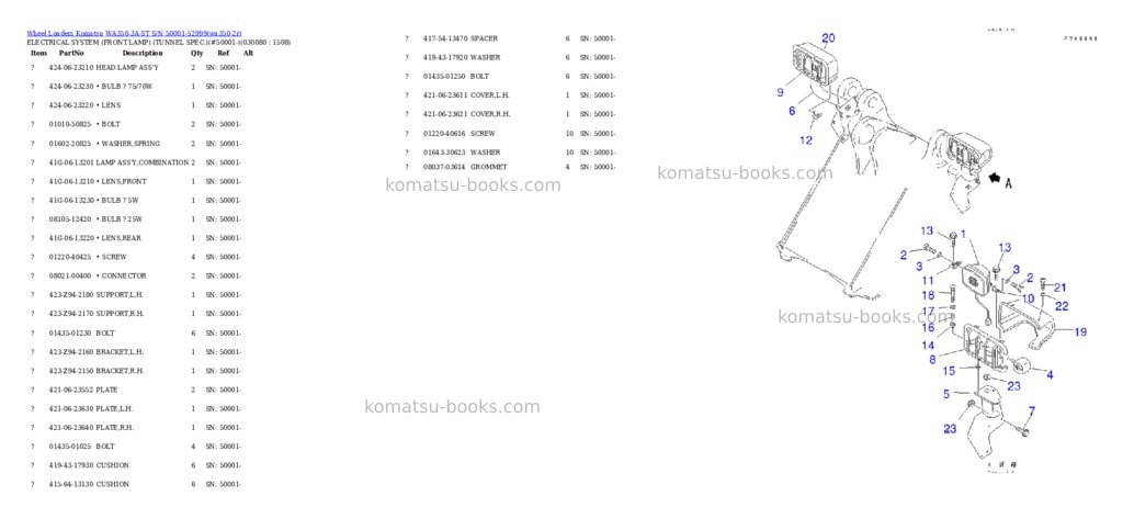 Komatsu wa350-3a-st s/n 50001-52999 Parts catalog cover Page 7