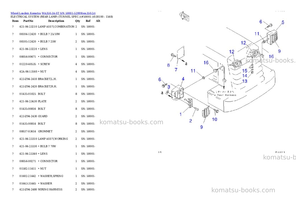 Komatsu wa350-3a-st s/n 50001-52999 Parts catalog cover Page 9