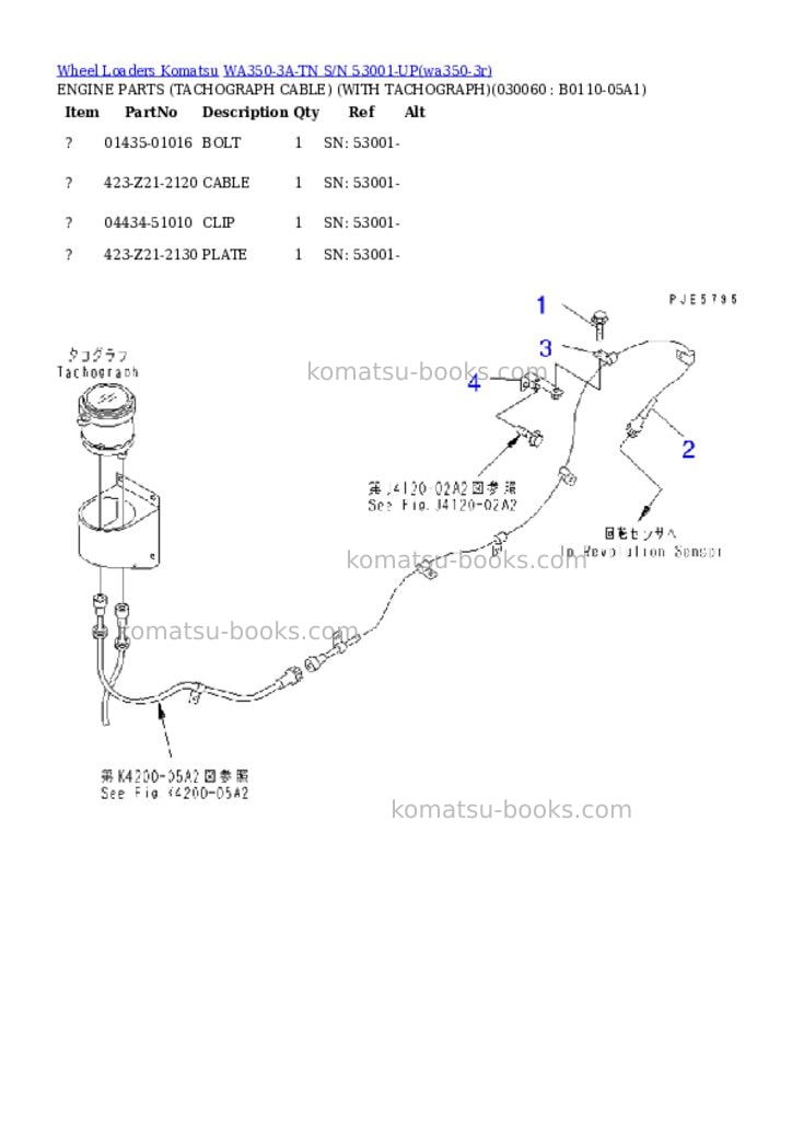 Komatsu wa350-3a-tn s/n 53001-up Parts catalog cover Page 5